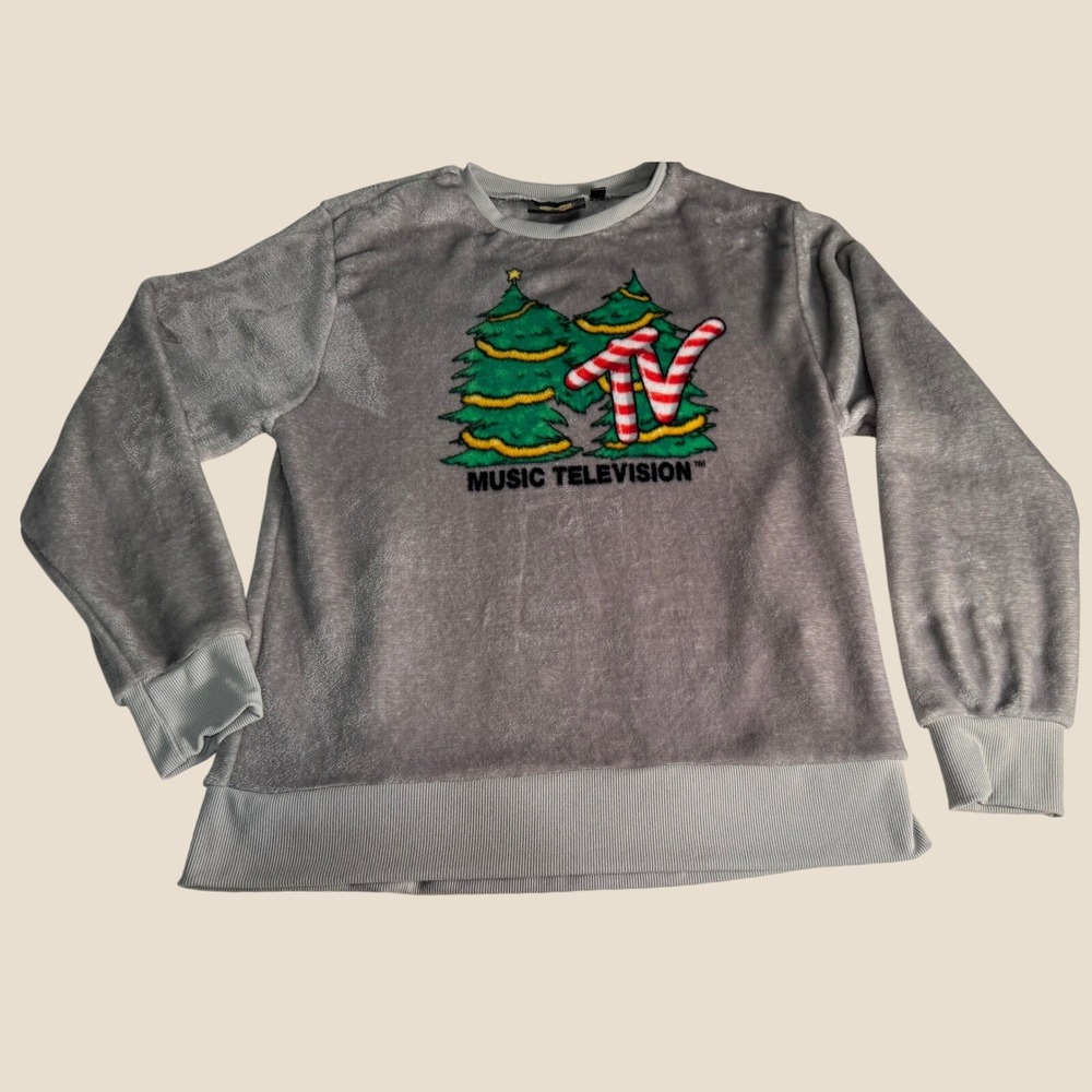 Indiesleeze MTV Music Television Christmas Tree Logo Crewneck XXL I want my MTV